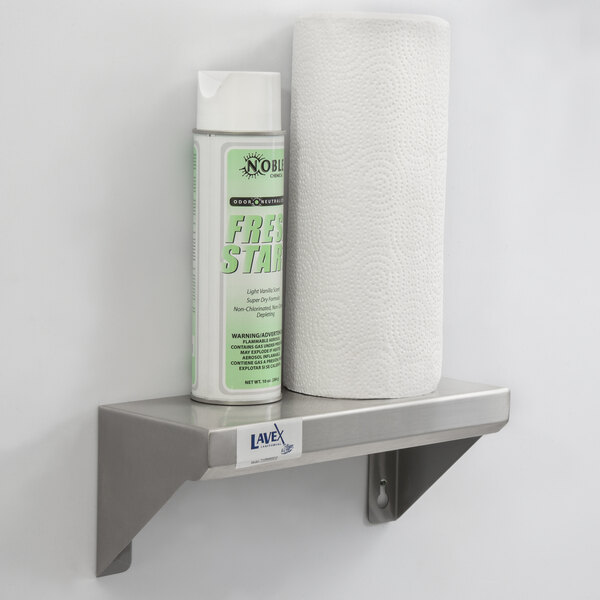 Lavex Janitorial 5" x 12" Stainless Steel Restroom Wall Mount Shelf