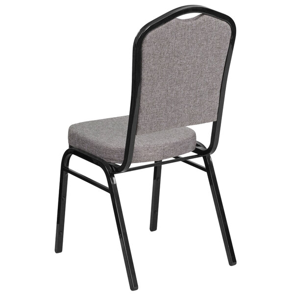 Flash Furniture FD-C01-B-5-GG Hercules Gray Fabric Crown Back Stackable Banquet Chair with Black Frame