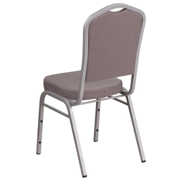 Flash Furniture Hercules Gray Dotted Pattern Fabric Crown Back Stackable Banquet Chair with Silver Frame
