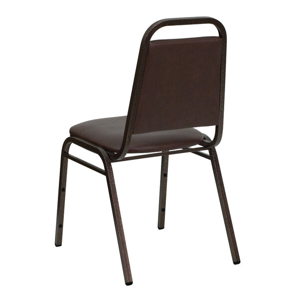 Flash Furniture FD-BHF-2-BN-GG Hercules Brown Vinyl Trapezoidal Back Stackable Banquet Chair with Copper Vein Frame