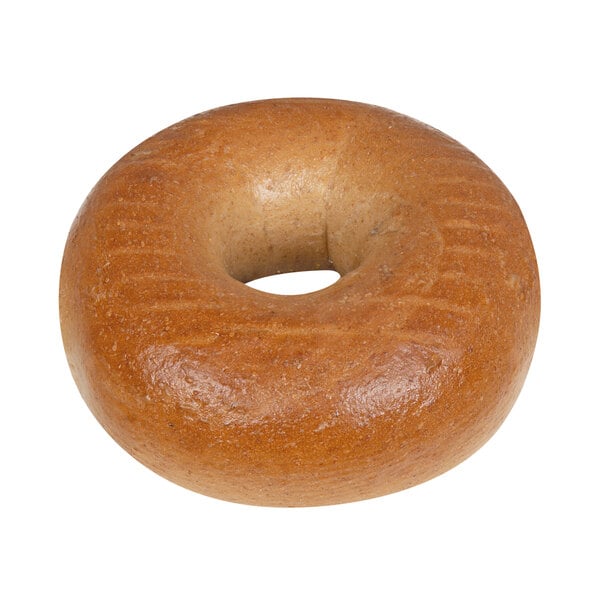 An Original New York Style Whole Wheat bagel with a hole in the middle.