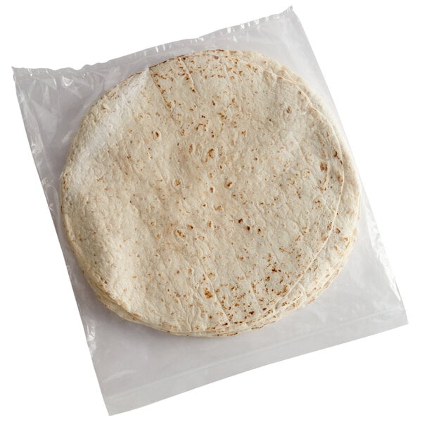 A stack of Father Sam's Bakery multigrain tortillas in a plastic bag.
