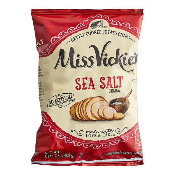 Miss Vickies Sea Salt Kettle Potato Chips 1.375 oz. - 64/Case