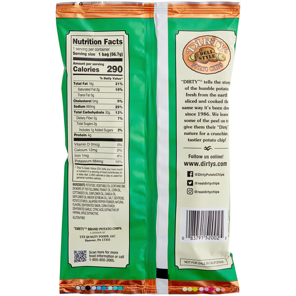 Dirty Potato Chips Jalapeno Heat Potato Chips 2 oz. 25/Case