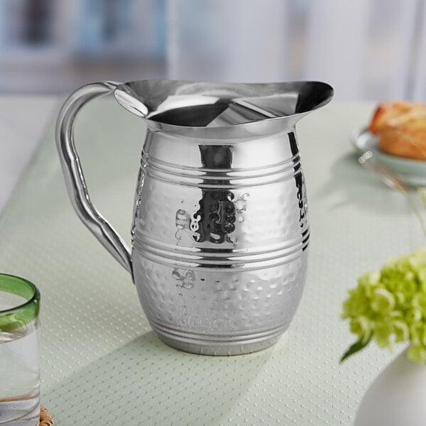 Acopa 64 oz. Stainless Steel Water Pitcher with Ice Guard