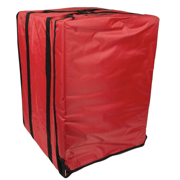 American Metalcraft PB1926 Standard Red Nylon Pizza Delivery Bag with Rack, 19" x 19" x 27" - Holds Up To (10) 18" Pizza Boxes