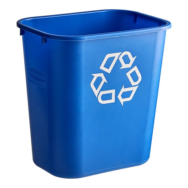 Rubbermaid FG295673BLUE 28 Qt. / 7 Gallon Blue Recycling Rectangular Wastebasket
