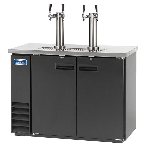Arctic Air ADD48R-2 Black 2 Double Tap Kegerator Beer Dispenser - (2) 1/2 Keg Capacity