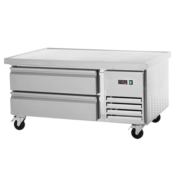 A stainless steel Arctic Air chef base with two refrigerated drawers.