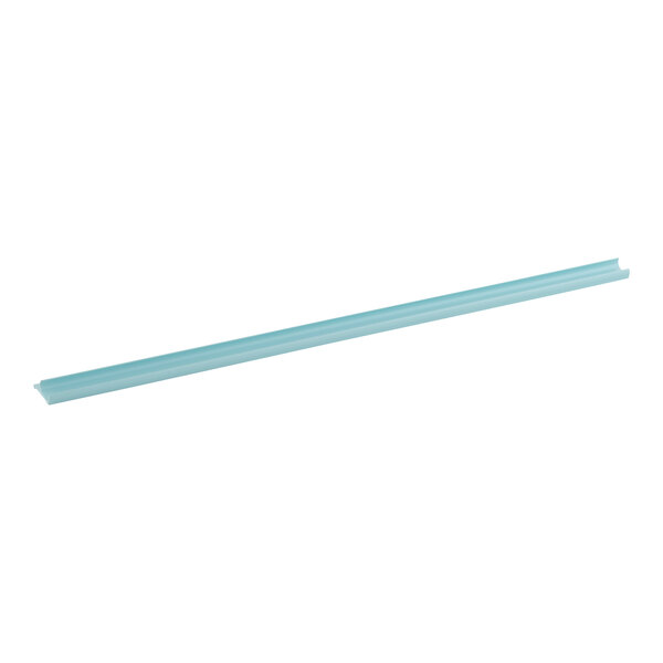 A light blue 21 1/2 inch shelf tag holder.