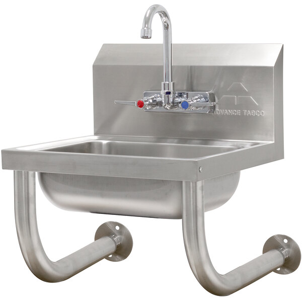 Advance Tabco 7-PS-64 Wall Mounted Hand Sink with Tubular Supports - 17 1/4" x 15 1/4"
