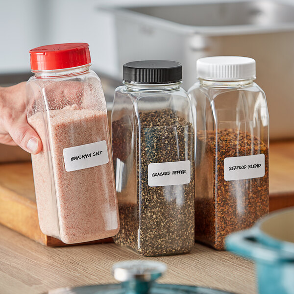 63/485 32 oz. Rectangular Plastic Spice Container and Black Induction