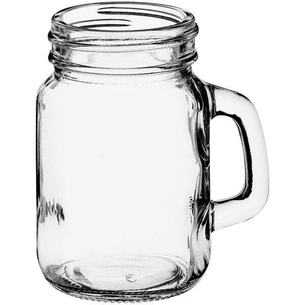 Acopa Rustic Charm 16 oz. Customizable Drinking Jar / Mason Jar with Handle  - 12/Case