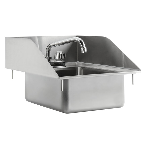 Regency 10" x 14" x 5" 16-Gauge Stainless Steel One Compartment Drop-In Sink with 8" Swing Faucet and Side Splashes