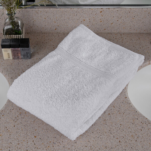 Oxford Gold Dobby 27" x 54" 86/14 Cotton Polyester Blend Bath Towel with Dobby Border 15 lb.