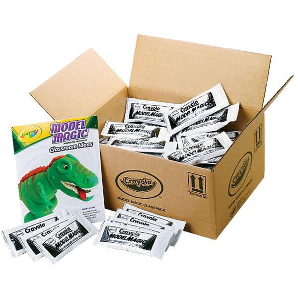 A box of Crayola Model Magic packets with white packaging and black text.