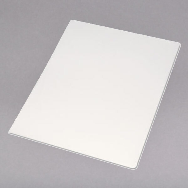 A white rectangular Universal clear laminating menu pouch.