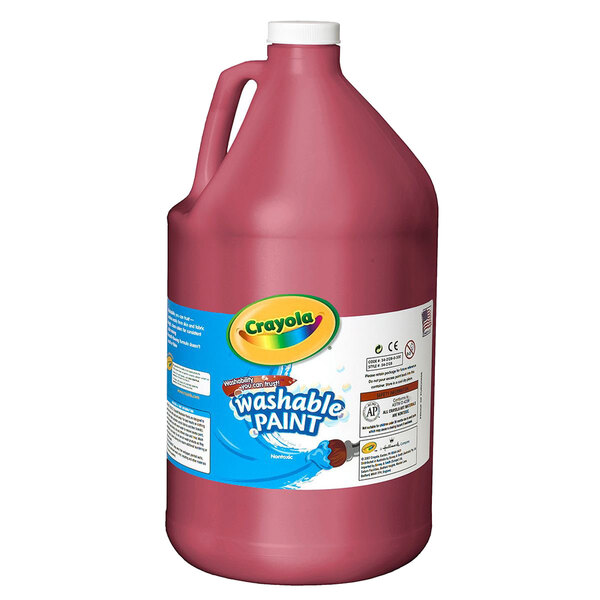A large jug of Crayola washable red paint.