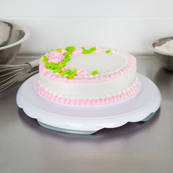 Wilton 191005617 12 3/4 High and Low Revolving Plastic Cake Stand /  Turntable