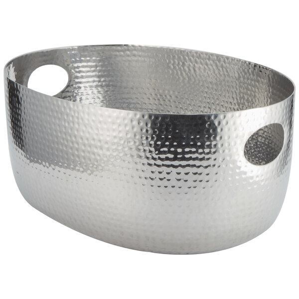 An American Metalcraft silver aluminum beverage tub with handles.