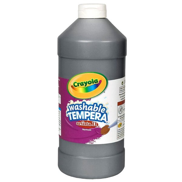 A bottle of Crayola Artista II Black Washable Tempera Paint.