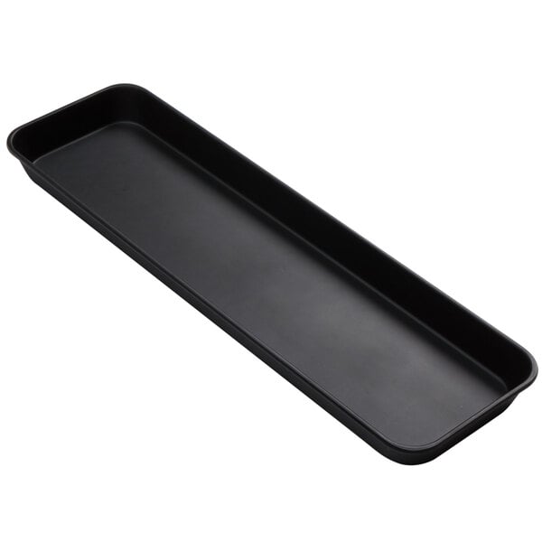 An American Metalcraft black rectangular melamine tray with handles.