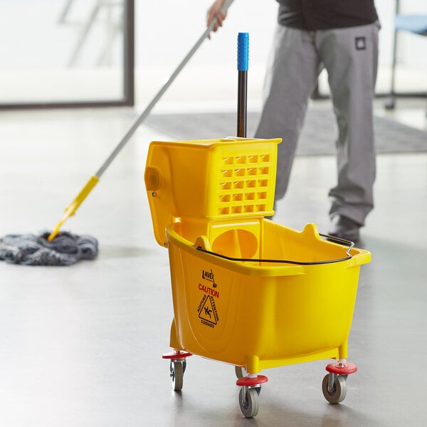 Capacity Commercial Janitorial Wet Mop Bucket Side Press Wringer Combo 35 Qt 