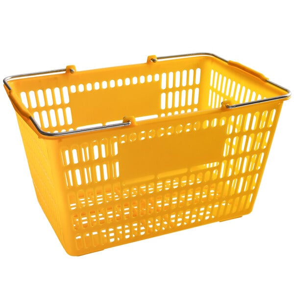 Regency Black 16 3/4 x 11 13/16 Plastic Grocery Market Shopping Basket  with Plastic Handles - 12/Pack