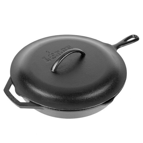 Lodge L10SK3 12" PreSeasoned Cast Iron Skillet with Cover