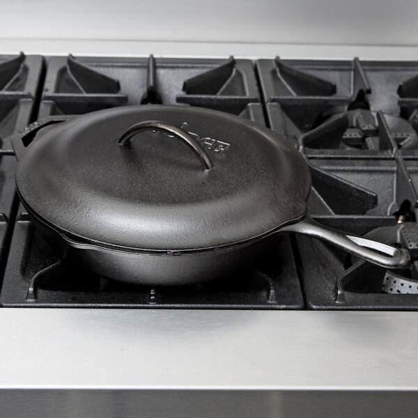 Lodge L10SK3 12" Pre-Seasoned Cast Iron Skillet with Cover
