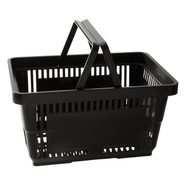 Recycled Plastic Double Handle Black Shopping Basket 22Ltr