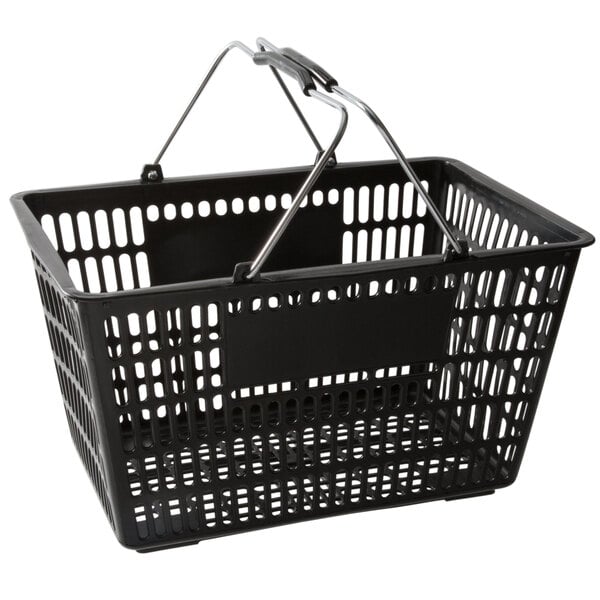 Regency Black 18 11/16 x 12 3/8 Plastic Grocery Market Shopping Basket -  12/Pack