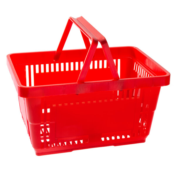 Regency Red 18 11/16 x 12 3/8 Plastic Grocery Market Shopping Basket -  12/Pack