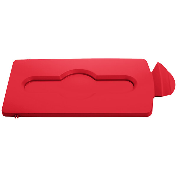 Rubbermaid 2007192 Slim Jim Recycling Red Rectangular Hinged Flat Lid