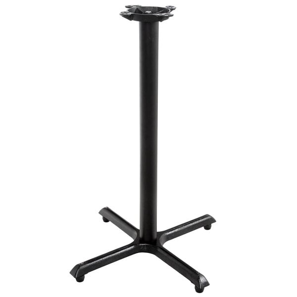Lancaster Table & Seating 30" x 30" Black 3" Bar Height Column Cast Iron Table Base with FLAT Tech Equalizer Table Levelers