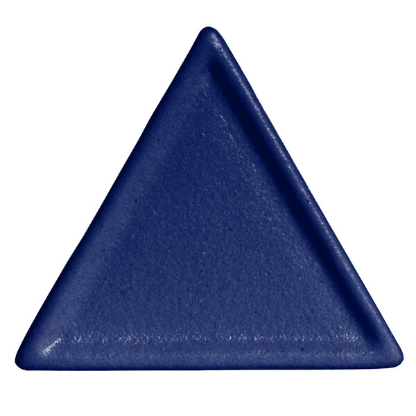 A pacific blue triangle G.E.T. Enterprises Buffet platter.