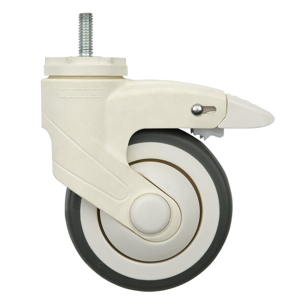 A white Metro qwikSIGHT polyurethane stem caster with a black wheel.