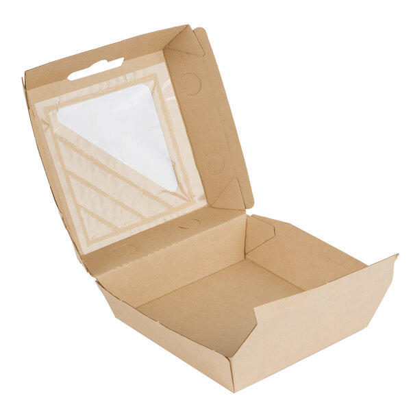Bagcraft NFNF505RQVTWF EcoFlute 5 1/2" x 5 1/2" x 2 1/2" Corrugated Clamshell TakeOut Box