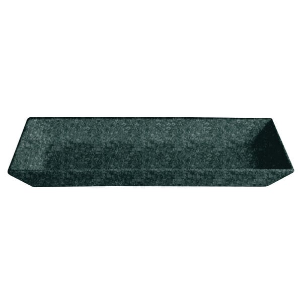 A black rectangular G.E.T. Enterprises Bugambilia aluminum tray with a jade granite finish.