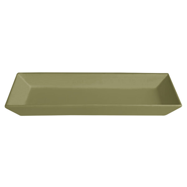 A rectangular green tray with a textured finish.