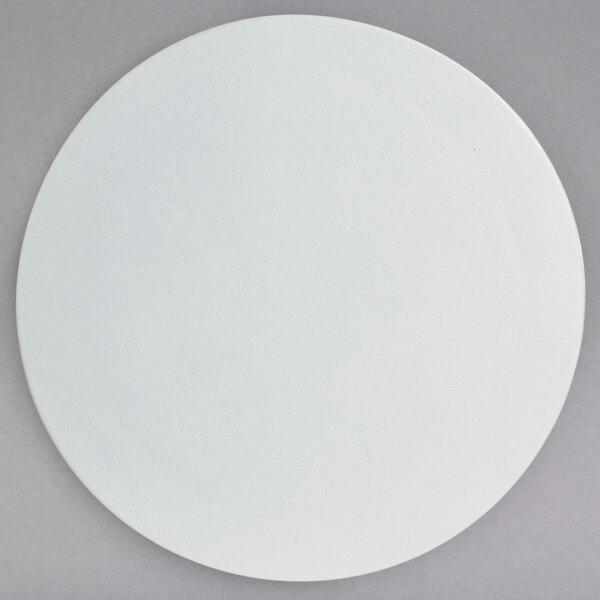 A white G.E.T. Enterprises Bugambilia round disc with a smooth surface.