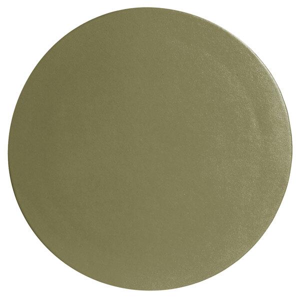 A G.E.T. Enterprises Bugambilia round disc in willow green with a textured finish.