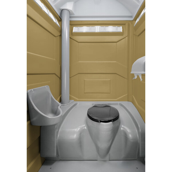 PolyJohn PJN3-1006 Tan Portable Restroom with Translucent Top - Assembled