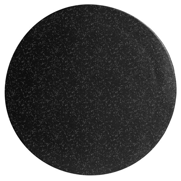 A black G.E.T. Enterprises Bugambilia round disc with a black rim and white specks.