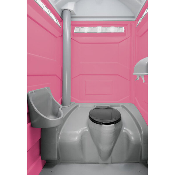 PolyJohn PJN3-1012 Pink Portable Restroom with Translucent Top - Assembled