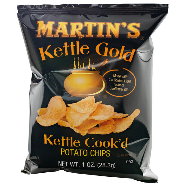 Martin's Kettle Gold 1 oz. Bag of Kettle Cook'd Potato Chips 30/Case