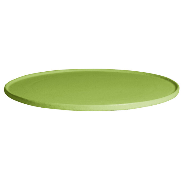 A lime green G.E.T. Enterprises Bugambilia round disc with a rim.