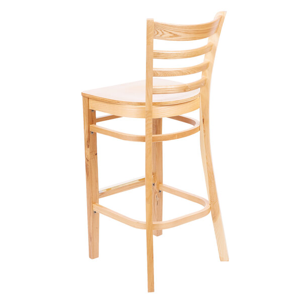 Lancaster Table & Seating Natural Finish Wood Ladder Back Bar Stool