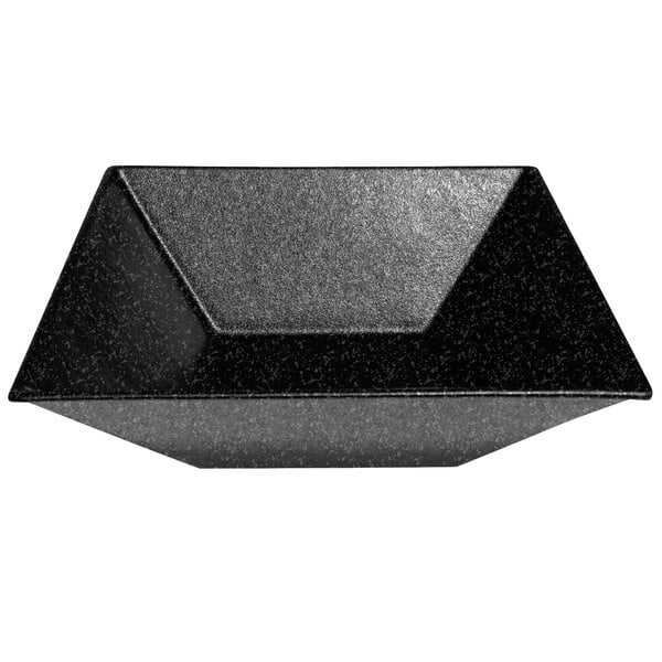 A black square G.E.T. Enterprises Bugambilia bowl with a black base.