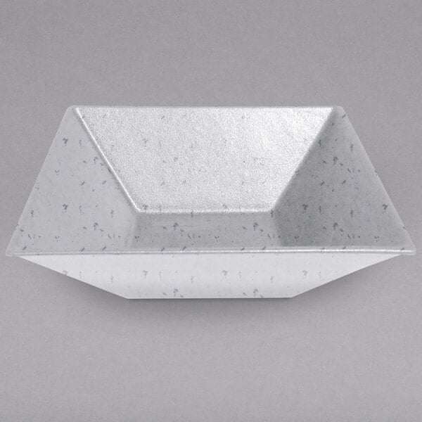 A white granite resin-coated aluminum deep square bowl with a white background.